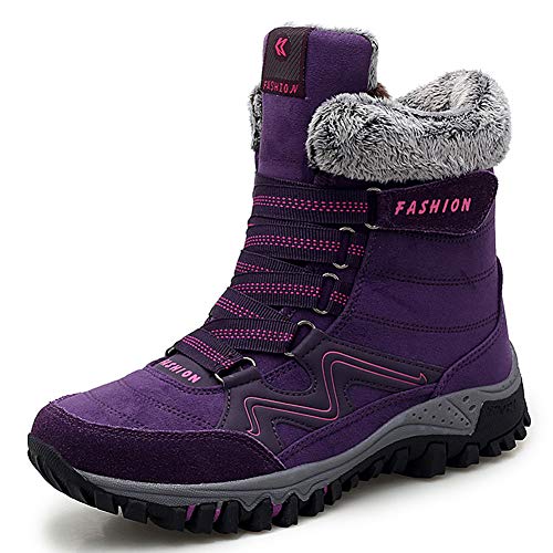 AARDIMI Warm Gefüttert Winterschuhe Damen Schneestiefel Wasserdicht Outdoor Trekking Wanderschuhe Gr. 35-42 (1747-Z-Lila, 38 EU) von AARDIMI