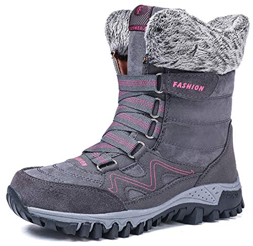 AARDIMI Warm Gefüttert Winterschuhe Damen Schneestiefel Wasserdicht Outdoor Trekking Wanderschuhe Gr. 35-42 (Grau, 42 EU) von AARDIMI