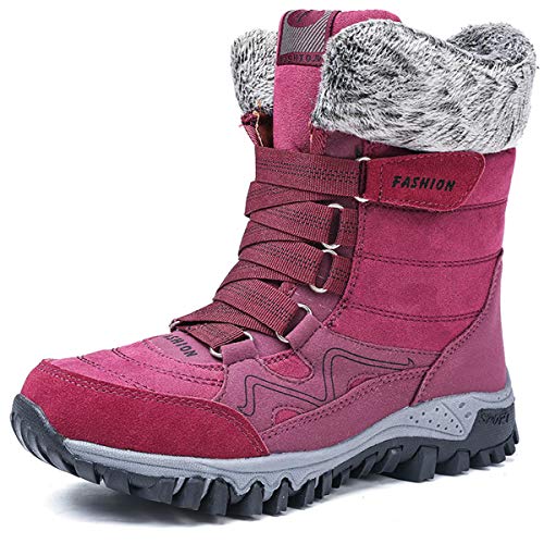 AARDIMI Warm Gefüttert Winterschuhe Damen Schneestiefel Wasserdicht Outdoor Trekking Wanderschuhe Gr. 35-42 (Lila, 35 EU) von AARDIMI