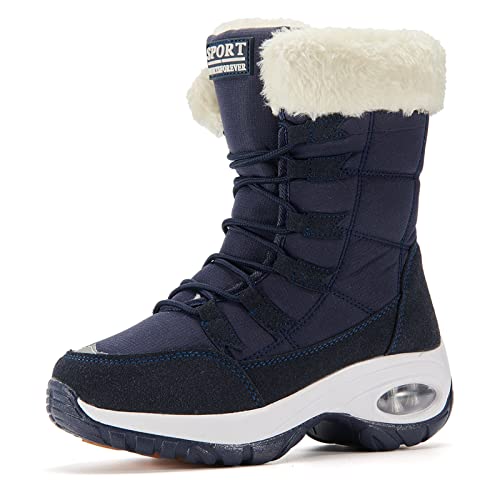 AARDIMI Warm Gefüttert Winterschuhe Damen Schneestiefel Wasserdicht Outdoor Trekking Wanderschuhe Gr. 35-42 (R1-Blau, Numeric_37) von AARDIMI