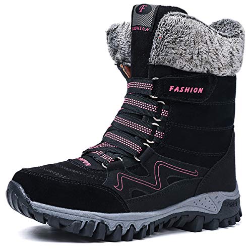 AARDIMI Warm Gefüttert Winterschuhe Damen Schneestiefel Wasserdicht Outdoor Trekking Wanderschuhe Gr. 35-42 (Schwarz, 35 EU) von AARDIMI