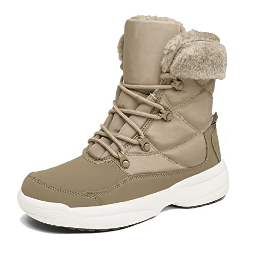 AARDIMI Warm Gefüttert Winterschuhe Damen Schneestiefel Wasserdicht Outdoor Trekking Wanderschuhe Gr. 35-42 (Z-khaki-1641, numeric_39) von AARDIMI