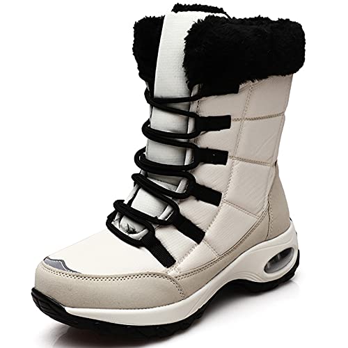 AARDIMI Winterstiefel Damen Wasserdicht Gefütterte Schneestiefel Outdoor Winter Stiefel Gr. 36-42 (Beige, Erwachsene, Damen, 40, Numerisch, EU Schuhgrößensystem, M) von AARDIMI