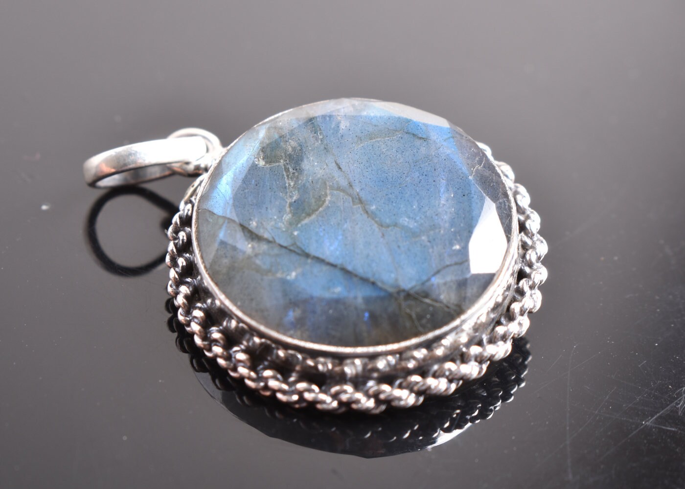 Labradorit Boho Silber Halskette-sterling Halskette-Bezaubernd, Rustikal, Schmuck-Halb Kostbare Runde Form Handgemachte Halskette von AARJewels