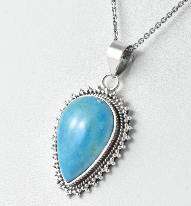 Natürlicher Dornröschen Türkis Anhänger-Silber Designer Handarbeit Anhänger-Halbedelstein Tropfen Anhänger-Dezember Geburtsstein-Ihr Geschenk von AARJewels