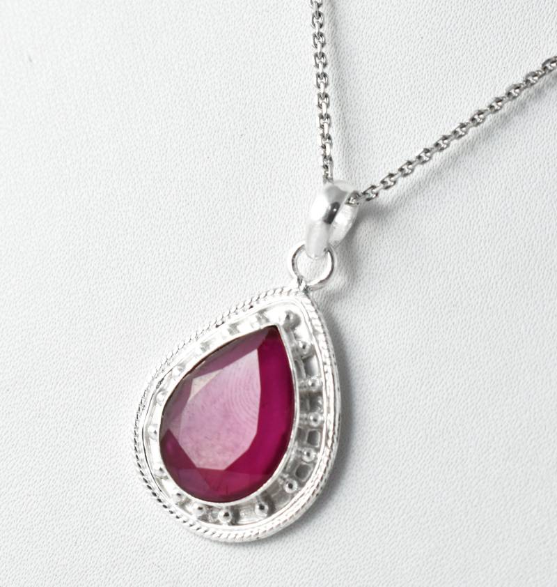 Rubin Anhänger-Antiker Pandant-Zierlicher Boho Anhänger-Silber Handgefertigter Designer Anhänger-Rubin Schmuck-Geburtsstein Halskette-Brautjungfer von AARJewels