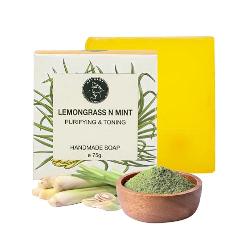 AATMANA Mint & Lemongrass Handmade Natural Bar Soap for Men & Women, Moisturizing Body & Face Soap, 7.9 Oz Soap Bars (3 Soap Set) von AATMANA