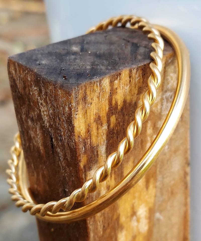22K Gold Armreif - Recycelter Chunky Armband 3mm Rustikaler von AAurous