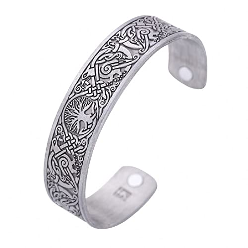 Wikinger Yggdrasil Lebensbaum I Odins Raben Magnet Armband Farbe Antik Silber mit Schmuckbeutel von AB Viking Crafts
