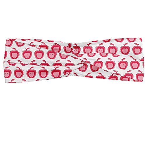 ABAKUHAUS Apfel Halstuch Bandana Kopftuch, Mädchen-Kinder-Entwurfs-Muster mit Pinkish Apfel Obst in Doodle Stil, Elastisch und Angenehme alltags accessories, Dunkler Coral Pale Pink von ABAKUHAUS