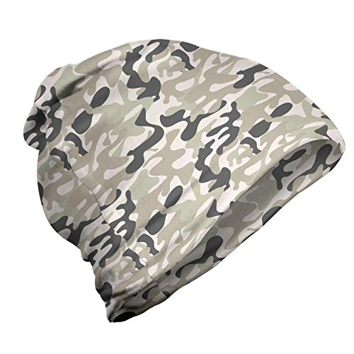 ABAKUHAUS Camo Unisex Beanie, Moderne Pastell tonte Tarnung, Wandern im Freien, Pale Sepia Dämmerung von ABAKUHAUS