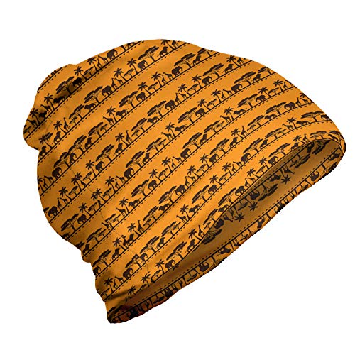 ABAKUHAUS Elefant Unisex Beanie, Bicolor Tier, Wandern im Freien, Marigold Brown von ABAKUHAUS