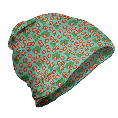 ABAKUHAUS Frühling Unisex Beanie, Moltebeeren Branchen Sommer, Wandern im Freien, Paprika und Sea Green von ABAKUHAUS