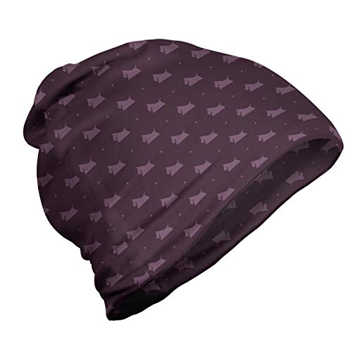 ABAKUHAUS Hundeliebhaber Unisex Beanie, Scottish Terrier-Motiv, Wandern im Freien, Dunkle Mauve Pale Aubergine von ABAKUHAUS