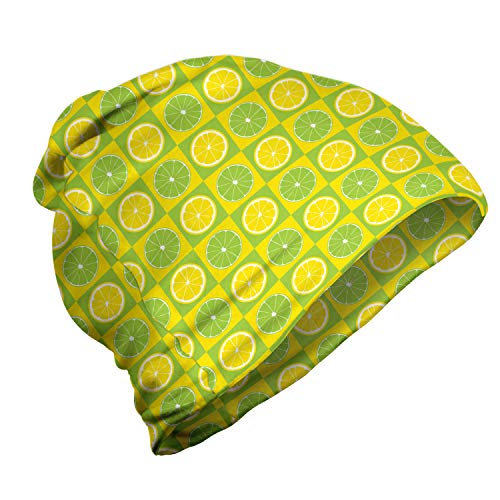 ABAKUHAUS Lime Green Unisex Beanie, Lemon Lime Pop-Art, Wandern im Freien, Gelb Lindgrün von ABAKUHAUS