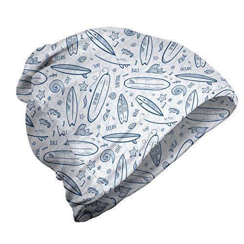 ABAKUHAUS Surfbrett Unisex Beanie, Doodle Sommer, Wandern im Freien, Petrolblau Blaugrau von ABAKUHAUS