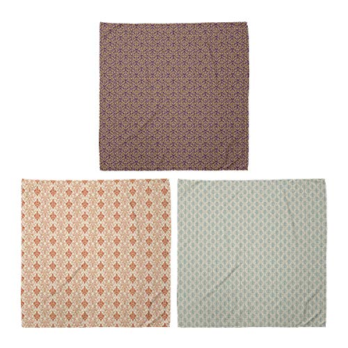 ABAKUHAUS Unisex Bandana, Damast Alte Rebe Motive byzantinische Retro Blumen verwitterter Blick Victorian, 3er Pack, Mehrfarbig von ABAKUHAUS