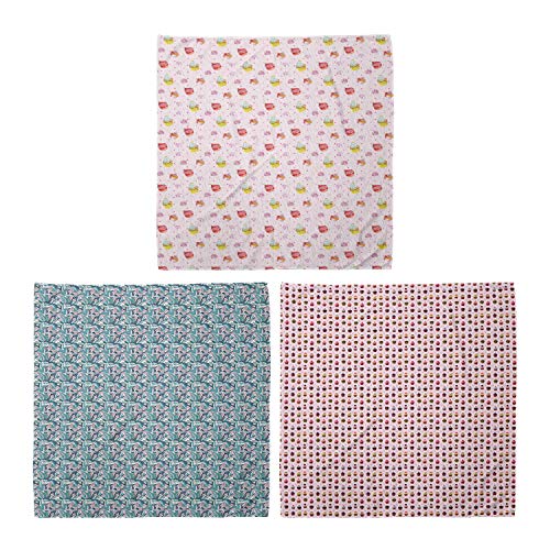 ABAKUHAUS Unisex Bandana, Roses Dots Valentinstag Rhythmische Creme Gebäck Bunte Leckere kleine Kuchen, 3er Pack, Mehrfarbig von ABAKUHAUS