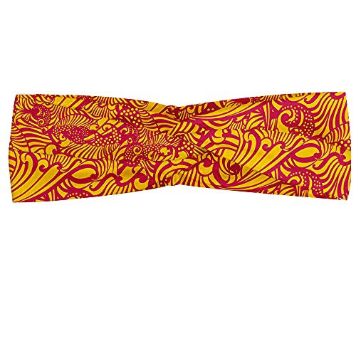 ABAKUHAUS orientalisch Bandana Kopftuch, Wirbler abstrakte Paisley, Elastisch und Angenehme alltags accessories, Magenta orange von ABAKUHAUS