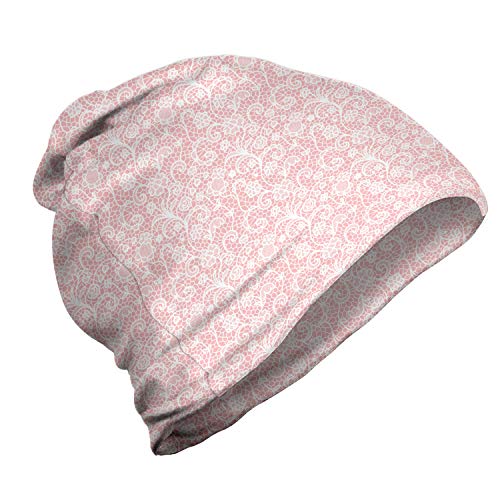 ABAKUHAUS orientalisch Unisex Beanie, Floral Hexagon Lace Grids, Wandern im Freien, Blush Weiß von ABAKUHAUS