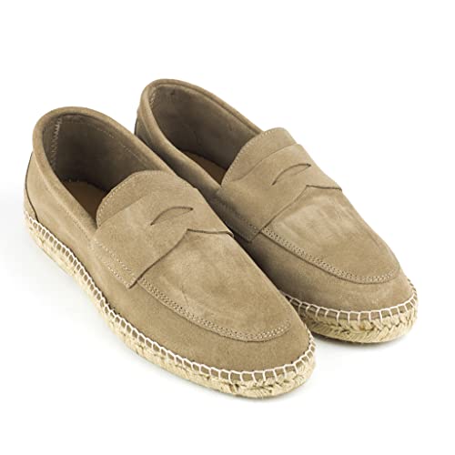 ABARCA Herren Espadrilles Casual Mokassins Sommer aus Leder und Jute Handwerk Schuhe, stein, 44 EU von ABARCA