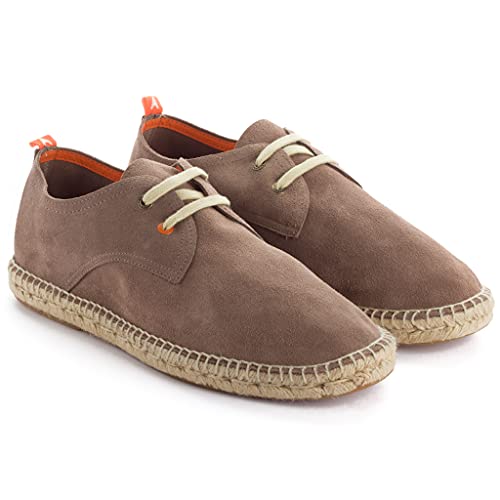 Espadrills für Herren aus Jute und Leder, handgefertigt, lässig, mit flexiblen Schnürsenkeln, weich und atmungsaktiv, taupe, 46 EU von ABARCA