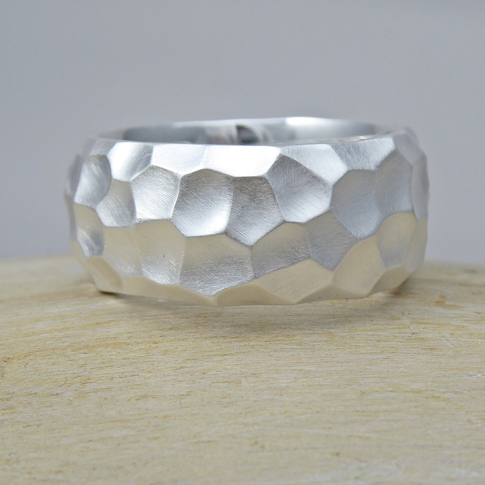Breiter, Schwerer Silberring "Kraxler", Kantiger, Breiter Bandring Mit Struktur von ABBirli