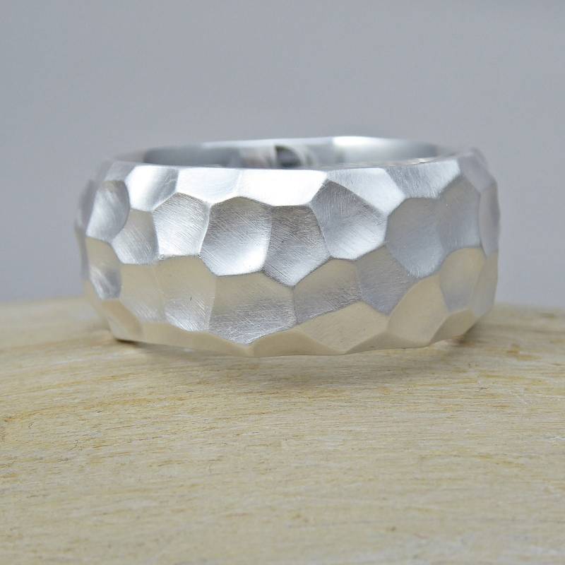 Breiter, Schwerer Silberring "Kraxler", Kantiger, Breiter Bandring Mit Struktur von ABBirli