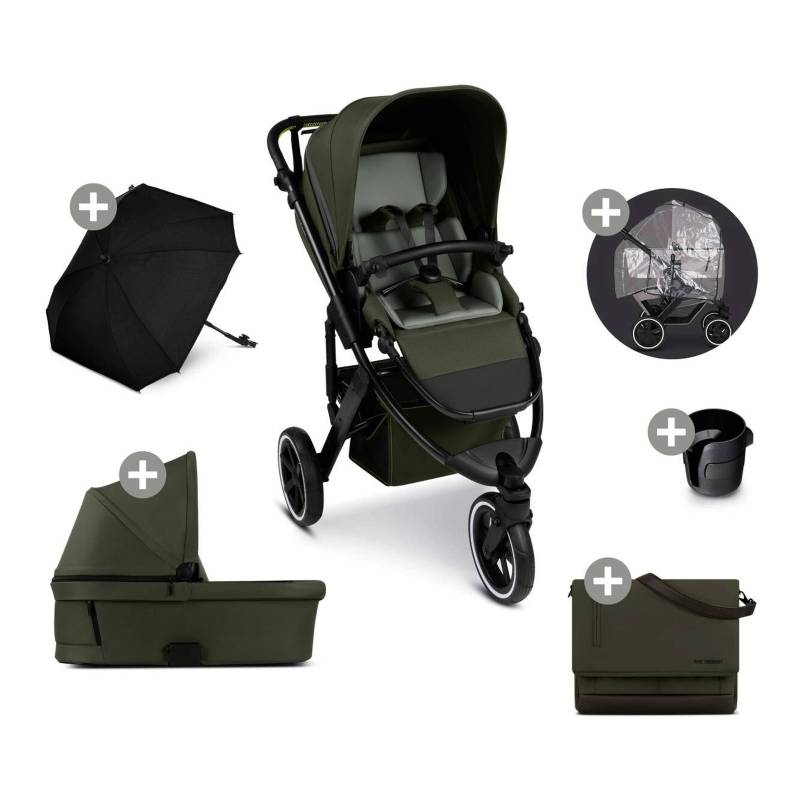 Abc Design Kombikinderwagen Salsa 5 Run Trio-Set inkl. Wickeltasche, Sonnenschirm, Regenschutz und Becherhalter gruen von ABC Design