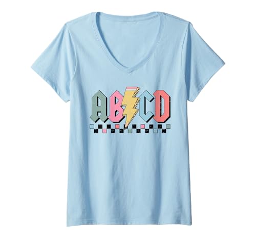 Damen ABCD Back in Class Alles Gute zum ersten Schultag Zurück zur Schule T-Shirt mit V-Ausschnitt Damen ABCD Back in Class Alles Gute zum ersten Schultag Zurück zur Schule T-Shirt mit V-Ausschnitt von ABCD Back In Class Happy First Day Back To School