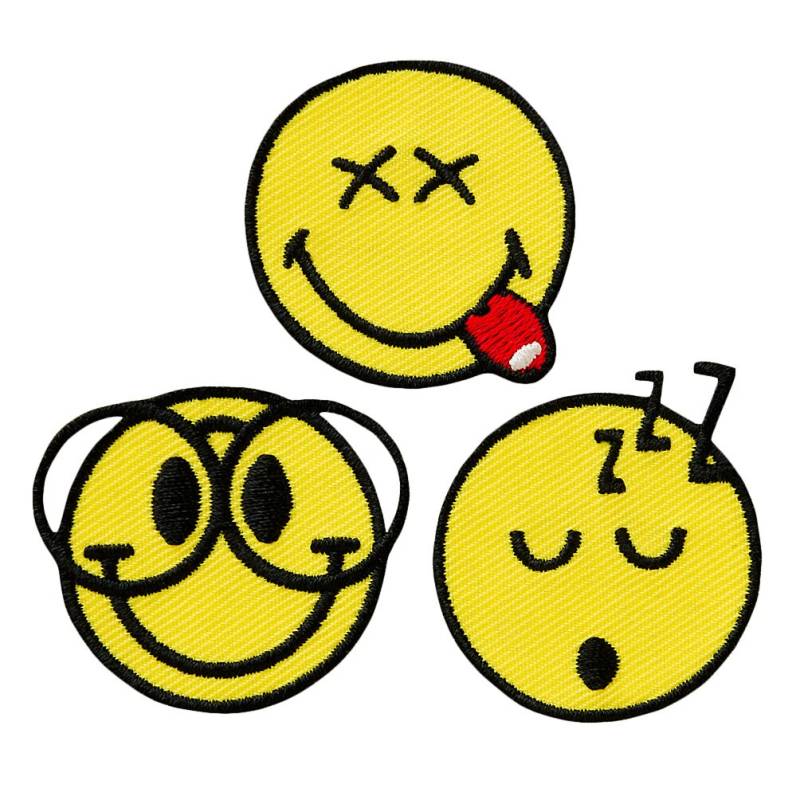 3 Smiley Bügelbilder, Emoji, Patches, Nähzubehör von ABCDesignerin