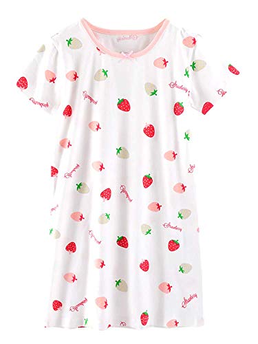ABClothing Junior Girls Cool Cotton Strawberry Print Nighties Sleep Dress White 9 10 Years von ABClothing