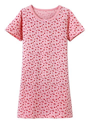 ABClothing Kinder Mädchen Short Sleeves Nachthemd Cute Cherry Printed Sleepwear Nachthemd 5-6 Jahre von ABClothing