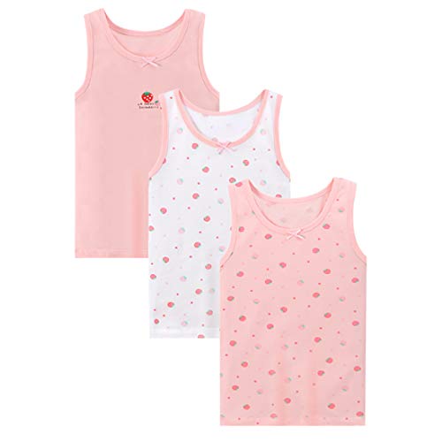 ABClothing Mädchen-Tank-Tops, Baumwolle, super weich, Motiv: Schmetterling, Hase, Erdbeere, 3er-Pack Gr. 24 Monate, erdbeere von ABClothing