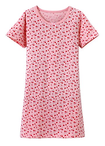 ABClothing Schlaf-Hemd-Nachtabnutzungs-Nachthemd-Pyjama-Rosa 9-10 Jahre der Mädchen-niedliche Kirschbedruckte alt von ABClothing