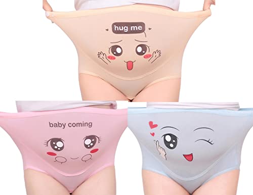 ABClothing Schwangerschafts-Bauch-Slip, Baumwolle, hohe Taille, Schwangerschafts-Unterwäsche, verstellbar, 3er-Pack, S-3XL, merhfarbig, 42 von ABClothing