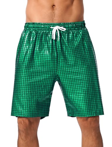 ABEHIK Herren Glitzer Shorts mit Taschen Y2K Gl�nzende Kurz Hose M�nner Freizeitshorts Sommer L�ssinge Joggingshorts gr�n L ABEHIK Herren Glitzer Shorts mit Taschen Y2K Gl�nzende Kurz Hose M�nner Freizeitshorts Sommer L�ssinge Joggingshorts gr�n L von ABEHIK