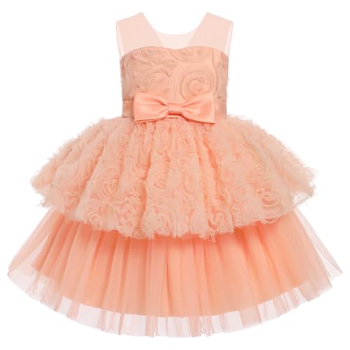 ABEHIK M�dchen Sommer T�t� Kleid Festliches Pailletten Meshkleid Prinzessin Hochzeit Partykleid Blumenm�dchenkleider Ballkleid orange 2-3Y von ABEHIK