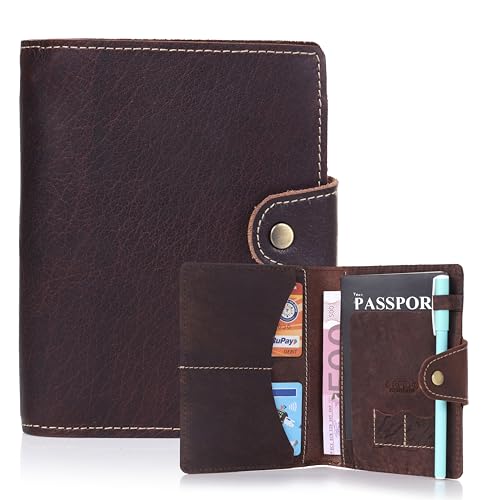 Genuine Full Grain Leather Passport Holder Minimalist RFID Travel Wallet Snap Bifold 1-2 Passport Case Credit Card Pen Slot Sim Card Holder Boarding Pass Outer Pocket 14.5 cm x 11 cm Light Brown Genuine Full Grain Leather Passport Holder Minimalist RFID Travel Wallet Snap Bifold 1-2 Passport Case Credit Card Pen Slot Sim Card Holder Boarding Pass Outer Pocket 14.5 cm x 11 cm Light Brown von ABELE