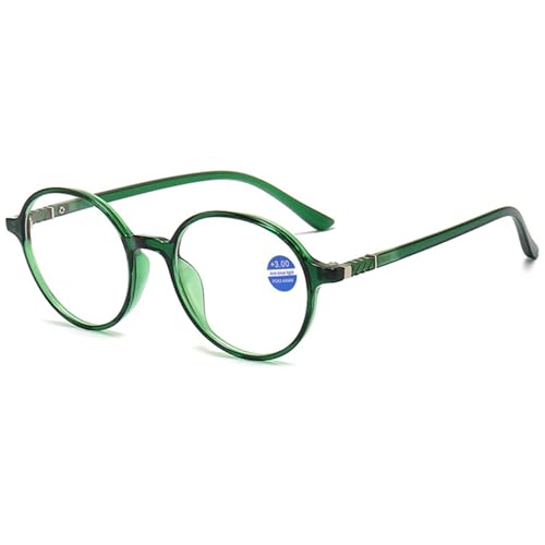 ABETOS Damen Herren Lesebrillen Runde Blaulichtfilter Rund Retro Mode Leicht Lesehilfe Sehhilfe Anti Blaulicht Lesebrillen 0.0 1.0 1.5 2.0 2.5 3.0, Grün+2.0 von ABETOS