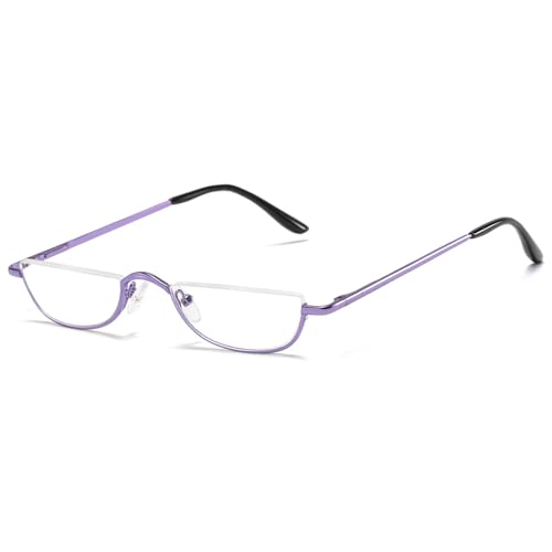 ABETOS Halbrand Lesebrille Herren Damen Metall Halbmond Halbrahmen Sehhilfe Flexibel Federscharnier Lesebrillen Computer Lesebrille Leicht Komfortable Lesehilfe Brille mit Stärke(Lila, 2.0) von ABETOS