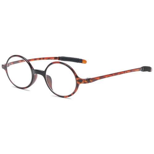 ABETOS Lesebrille Rund Klein Herren Damen Retro Lesebrillen TR90 Flexibel Leicht Vollrandbrille Mini Vintage Computer Sehhilfe Lesehilfe (Schildpatt+2.75) von ABETOS