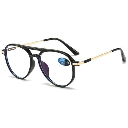 ABETOS Pilot Lesebrille Herren Damen Blaulichtfilter Retro Mode Pilotbrillen Pilotenbrille mit Lesehilfe Sehhilfe Vollrand Computer Brille mit Sehstärke, Schildpatt+2.0 von ABETOS