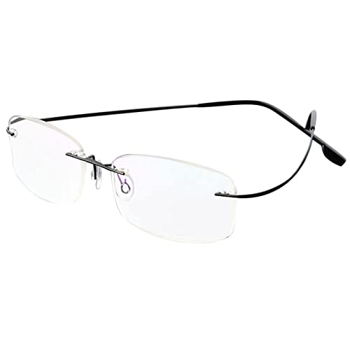 ABETOS Randlose Lesebrille Titan Herren Damen Ultra Leicht Klein Randlos Metall Lesehilfe Sehhilfe Mode Komfortable Rechteckig Rahmenlose Lesebrillen (Schwarz+1.5) von ABETOS