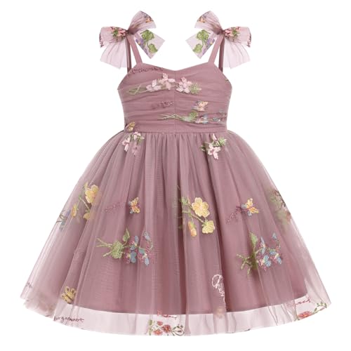 ABEWIP Kleinkind Baby Mädchen Tutu Kleid Sommer Ärmellos Prinzessin Geburtstag Kleider Pailletten Rüschen Tüll Sommerkleid, Braun, 3-4 Jahre von ABEWIP