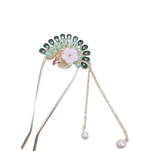 U-förmige Nadel Emaille Pfau Quaste Haarnadel U-förmige Haar Clip Stick Frisur Zubehör Frauen Schmuck Hairneedle von ABFJHFK