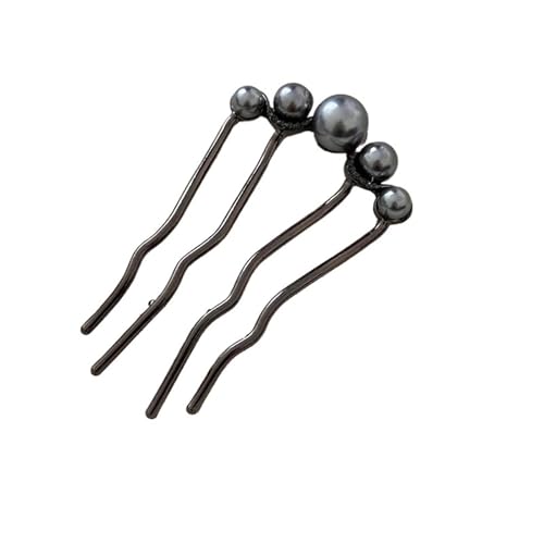 U-förmige Nadel Französisch Retro Bun Haarschmuck Perle Blume Kämme Pins Frauen Täglich U-förmige Haarnadel Weibliche Legierung Verschluss Geschenk(Color1) von ABFJHFK