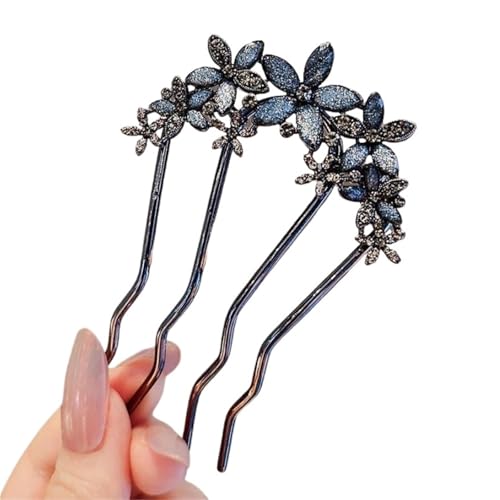 U-förmige Nadel Französisch Retro Bun Haarschmuck Perle Blume Kämme Pins Frauen Täglich U-förmige Haarnadel Weibliche Legierung Verschluss Geschenk(Color4) von ABFJHFK