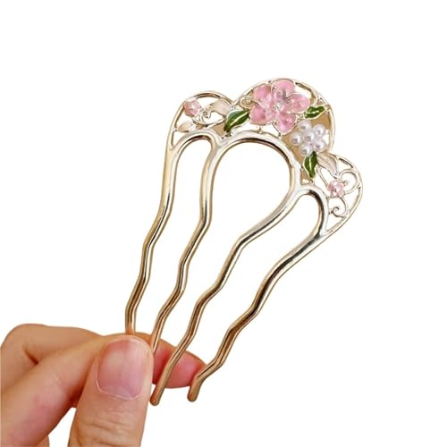 U-förmige Nadel Französisch Retro Bun Haarschmuck Perle Blume Kämme Pins Frauen Täglich U-förmige Haarnadel Weibliche Legierung Verschluss Geschenk(Color5) von ABFJHFK