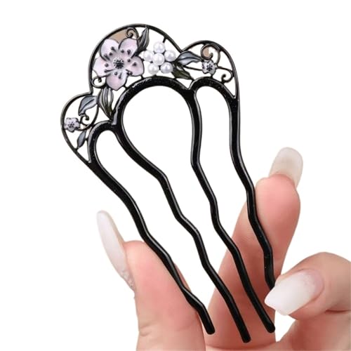 U-förmige Nadel Französisch Retro Bun Haarschmuck Perle Blume Kämme Pins Frauen Täglich U-förmige Haarnadel Weibliche Legierung Verschluss Geschenk(Color6) von ABFJHFK